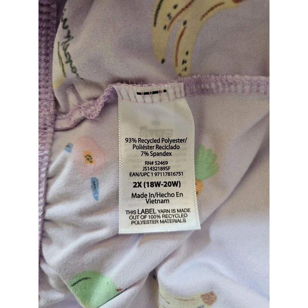 Joyspun NWT Womens 2X Pajama Set Purple Fruit Print Button Front Short Sleeve